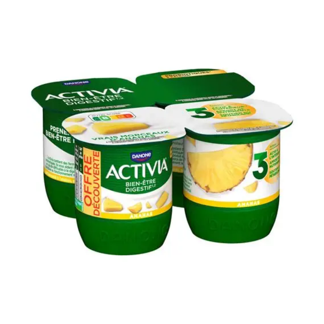 YOGURT ACTIVIA PINEAPPLE 4X125G (#128206)