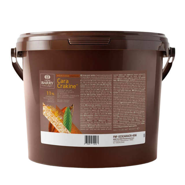 CARA CRAKINE CARAMEL FILLING 5KG/CACAO BARRY (#128750) product image showcasing the packaging.