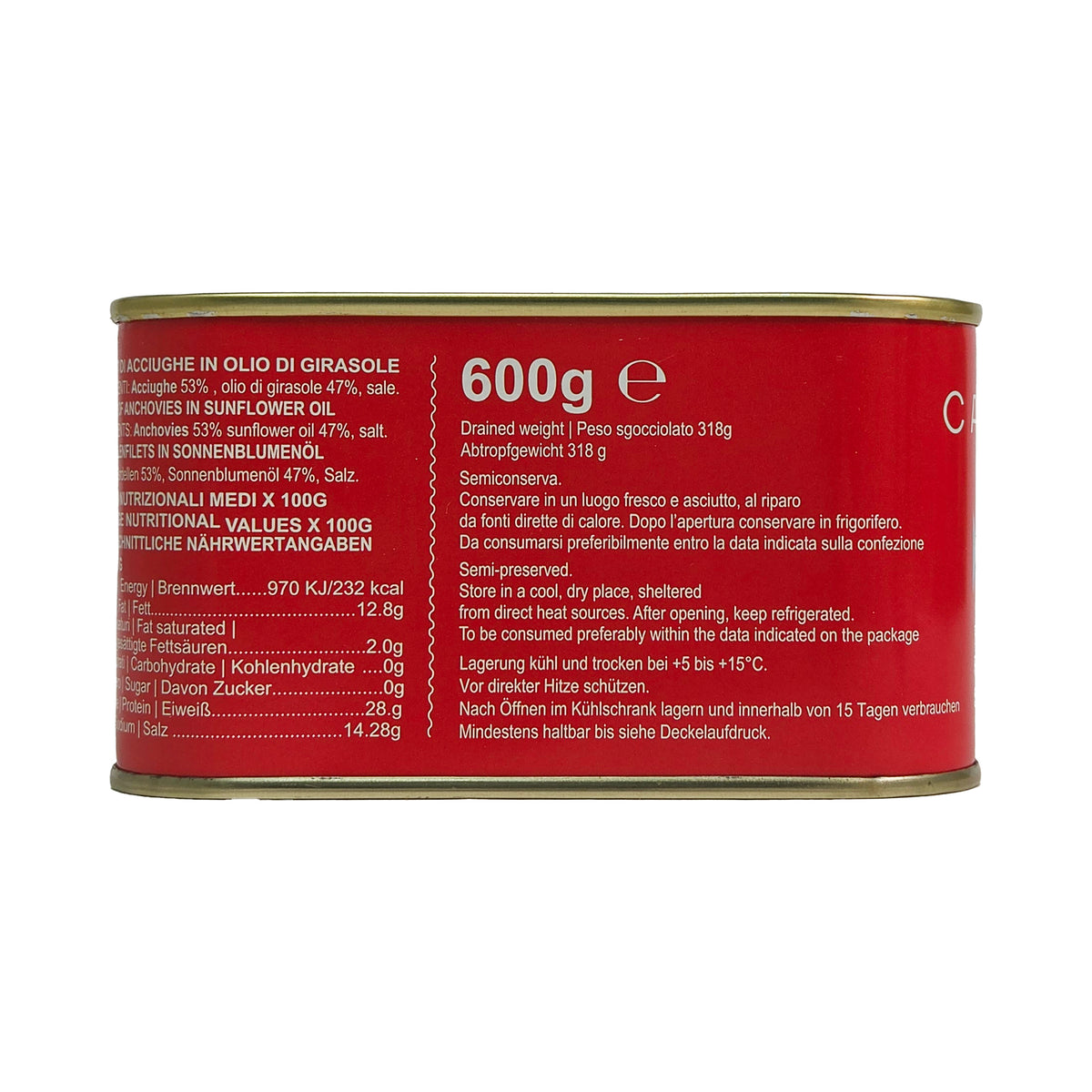 ANCHOVY FILLETS IN SUNFLOWER OIL 600G (#129086)