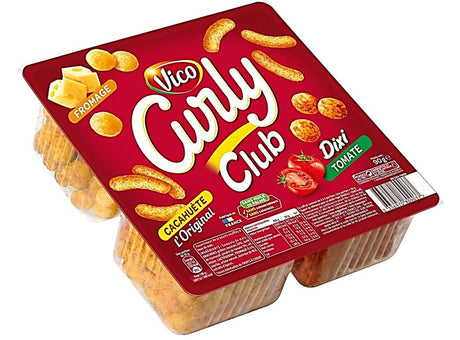 Curly Club, Cacahuete, Fromage, Tomate.