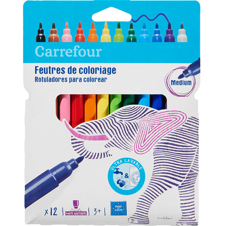 12 Feutres De Coloriage Pointe Moyenne