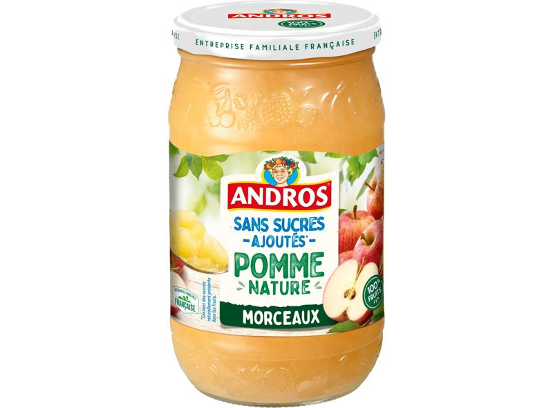 Compote de pommes nature avec morceaux sans sucres ajoutes