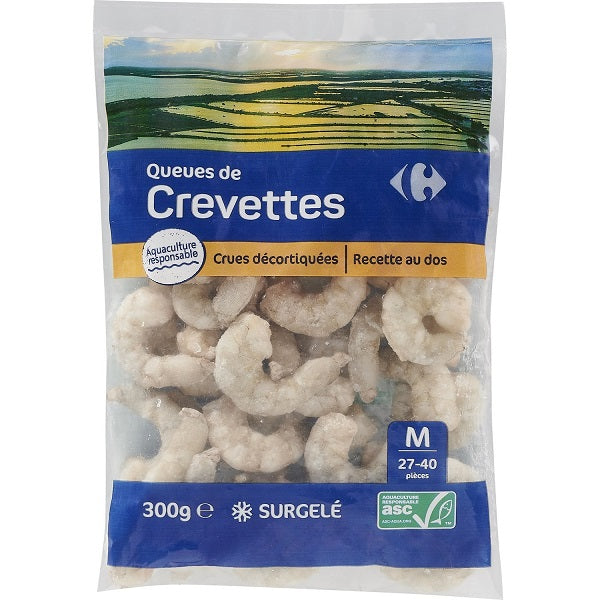 Queues De Crevettes Crues Decortiquees