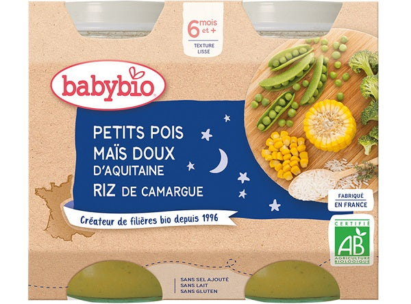 Menu Du Soir Petits Pois, Mais Doux Daquitaine, Riz De Camargue Bio