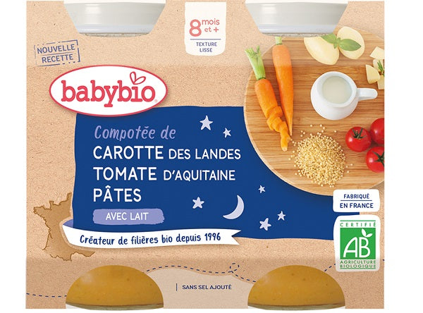 Menu Du Soir Compotee De Carotte Des Landes, Tomate Daquitaine Et Pates Bio