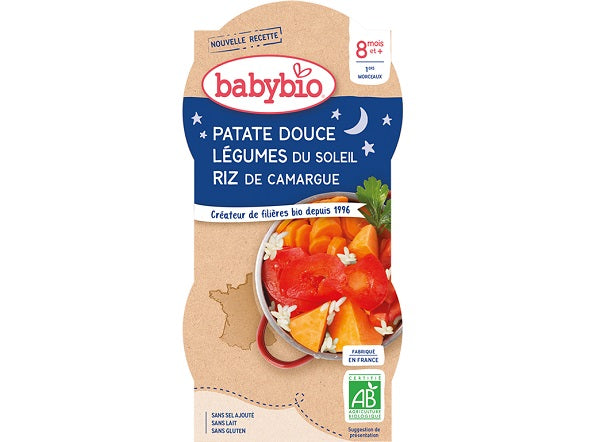 Menu Du Soir Patate Douce, Legumes Du Soleil, Riz De Camargue Bio