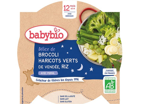 Menu Du Soir Delice De Brocoli, Haricots Verts De Vendee, Riz Bio