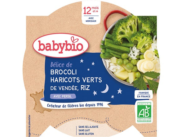 Menu Du Soir Delice De Brocoli, Haricots Verts De Vendee, Riz Bio