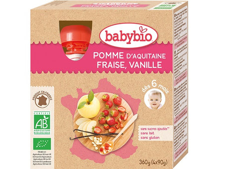 Gourdes Pomme Daquitaine, Fraise, Vanille Bio