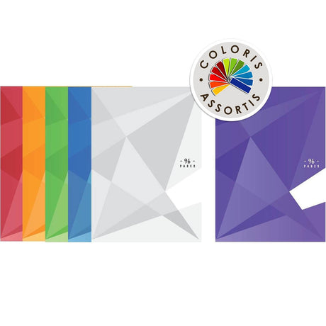 Cahier Petits Carreaux 96 Pages 21X29.7Cm Couleurs Assorties