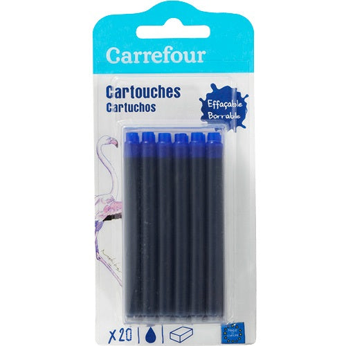 20 Cartouches Longues Bleues Effacables