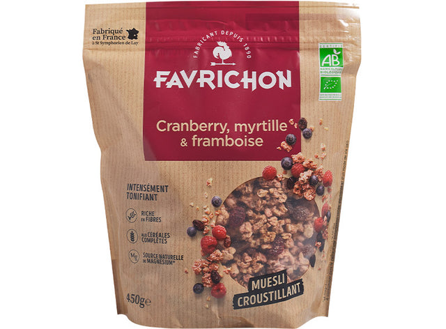 Muesli Croustillant Cranberry Myrtille Framboise Bio