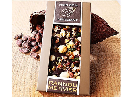 Chocolat Noir Equateur 66% De Cacao Garnie De Mendiant (50%)