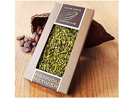 Chocolat Noir Equateur 66% De Cacao Aux Pistaches (30%)