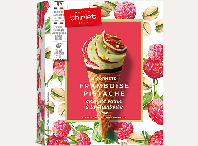6 Cornets Framboise-Pistache Facon Chantilly