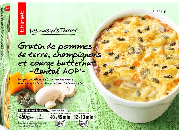 Gratin de pommes de terre, champignons et courge butternut-Cantal AOP