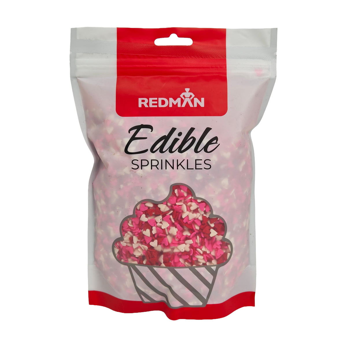 RED, WHITE & PINK HEART EDIBLE SPRINKLES 500G (#202277)