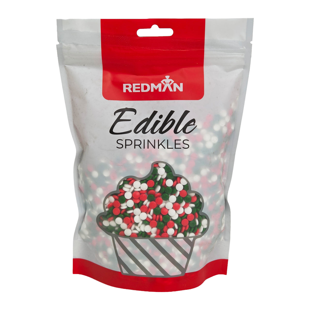 RED, GREEN & WHITE PRESSED CANDY SPRINKLES 500G (#202664)