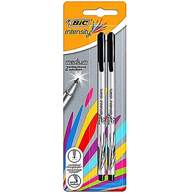 2 Stylos Feutre Moyen Noir Intensity