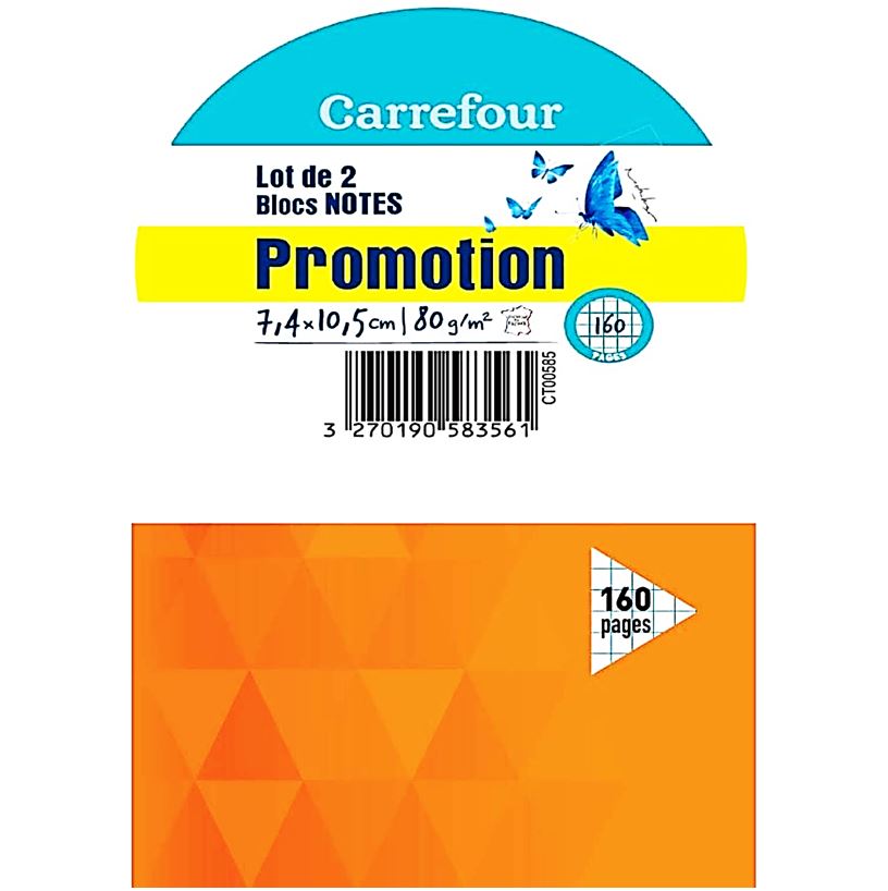 2 Blocs Notes Agrafes 160 Pages Petits Carreaux 7.4X10.5Cm