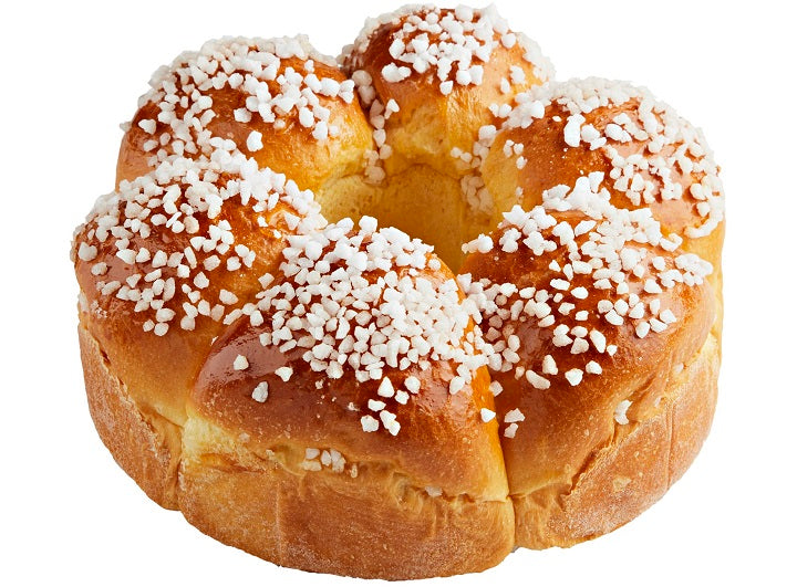 Brioche pur beurre recouverte de sucre en grains, cuite