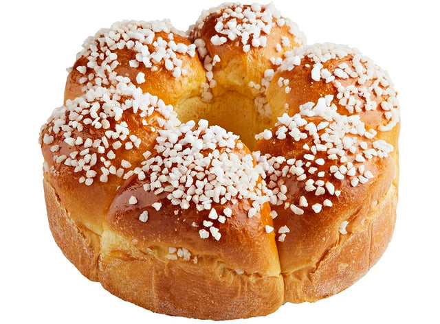 Brioche pur beurre recouverte de sucre en grains, cuite