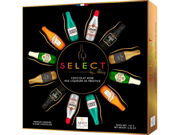 Assortiment 12 bouteilles en chocolat fourrees a la liqueur