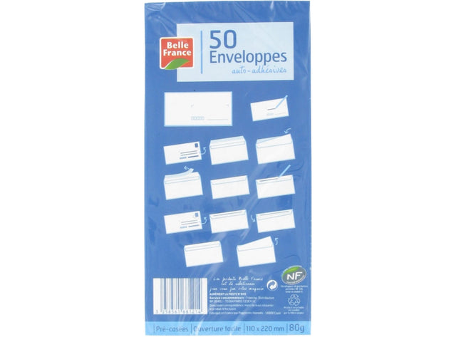 50 Enveloppes Blanches Auto-Adhesive Dl