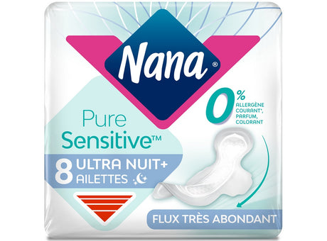 Serviettes Hygieniques Avec Ailettes Pure Sensitive Ultra Nuit+