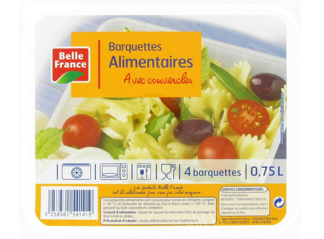 Barquettes Alimentaires Avec Couvercles 0.75L