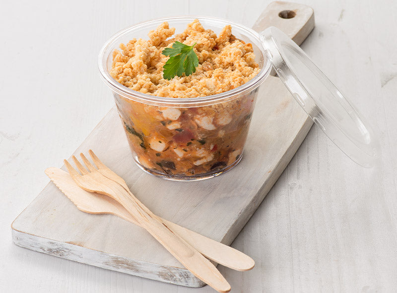 Bocal crumble de legumes et formage de chevre
