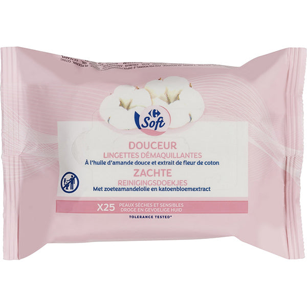 Lingettes demaquillantes a l’huile d’amande douce et fleur de coton