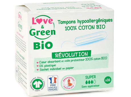 Tampons En Coton Sans Applicateur ”Super” Bio