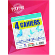 4 Cahiers Agrafes 24X32Cm 96P Grands Carreaux Couleurs Assorties