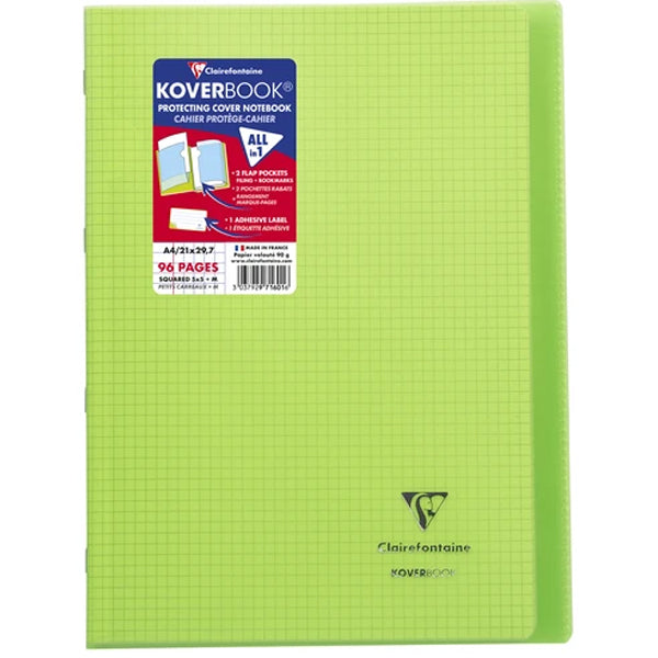 Cahier + Protege Cahier Vert Clair Petits Carreaux 96 Pages A4