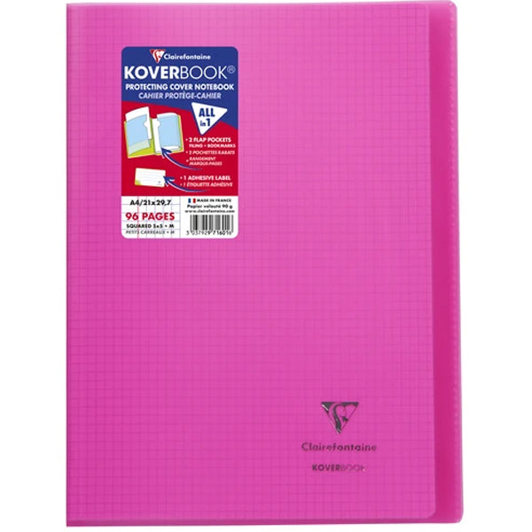 Cahier + Protege Cahier Rose Petits Carreaux 96 Pages A4