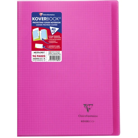 Cahier + Protege Cahier Rose Petits Carreaux 96 Pages A4