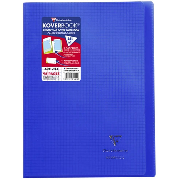 Cahier + Protege Cahier Marine Petits Carreaux 96 Pages A4