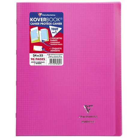 Cahier + Protege Cahier Rose Petits Carreaux 96 Pages 24X32Cm