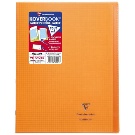 Cahier + Protege Cahier Orange Petits Carreaux 96 Pages 24X32Cm