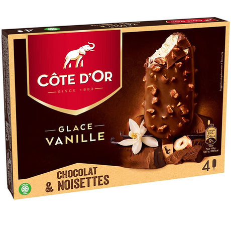 Batonnets Glaces Vanille Entoures De Chocolat Au Lait Et Noisettes