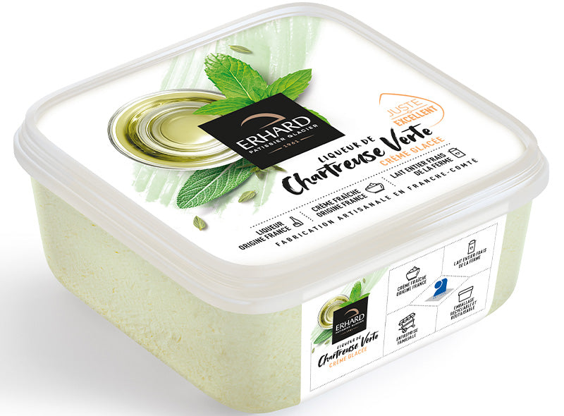 Creme glacee a la liqueur de chartreuse verte