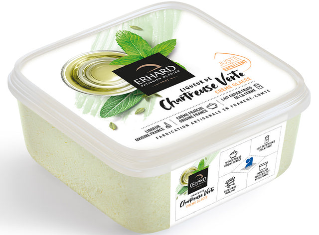 Creme glacee a la liqueur de chartreuse verte