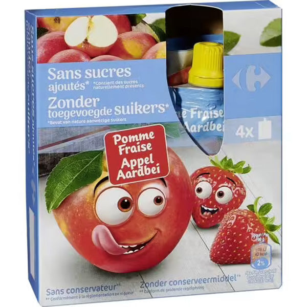 Compotes En Gourde Pomme Fraise Sans Sucre Ajoutes