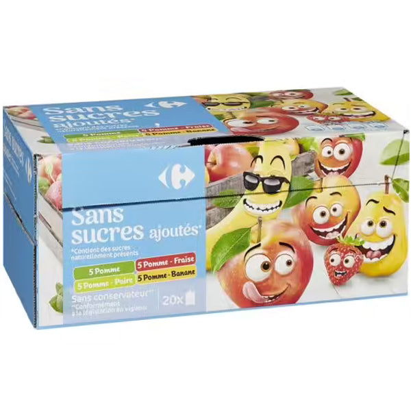 Assortiment De Compotes Aux Fruits En Gourdes Sans Sucres Ajoutes