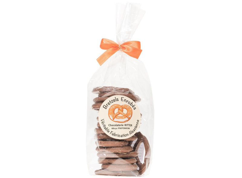 Bretzels sales enrobe au chocolat au lait