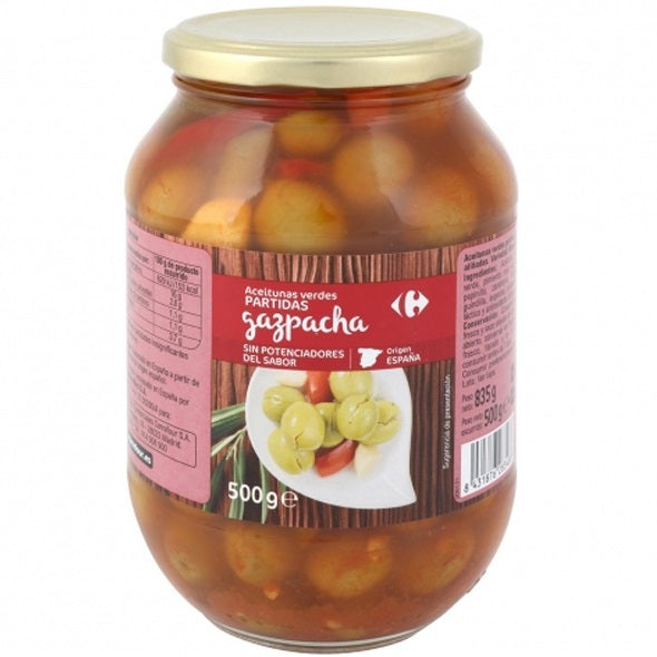 Aceitunas Verdes Partidas Gazpachas Olives Vertes Fendues Gazpacha