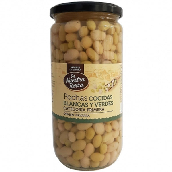 Pochas Cocidas Blancas Y Verdes Haricots Blancs Et Verts Cuits