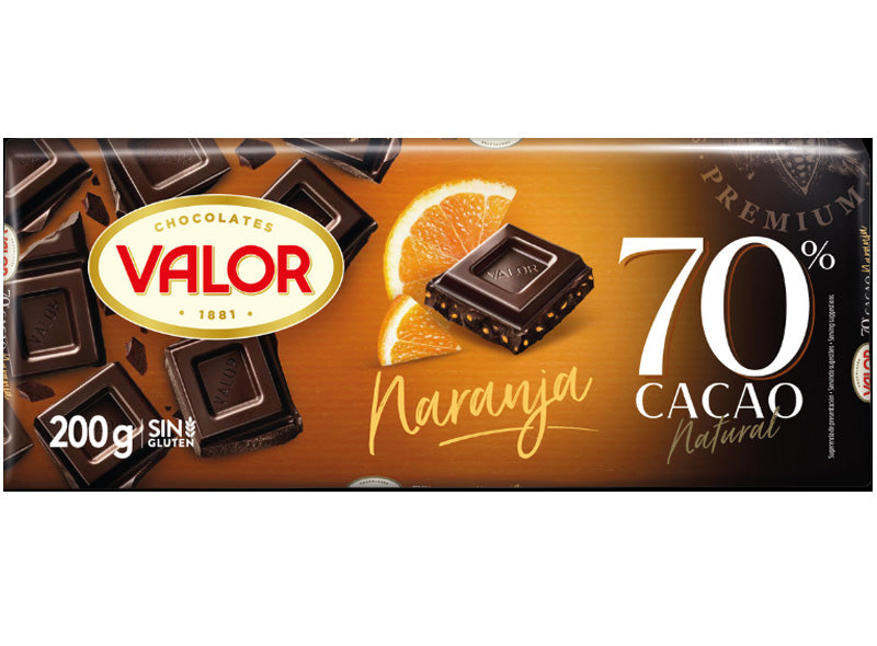 Tableta De Chocolate Negro 70% Con Naranja Tablette De Chocolat Noir 70% A Lorange