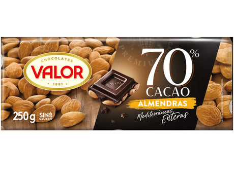 Tableta De Chocolate Negro 70% Con Almendras Tablette De Chocolat Noir 70% Aux Amandes